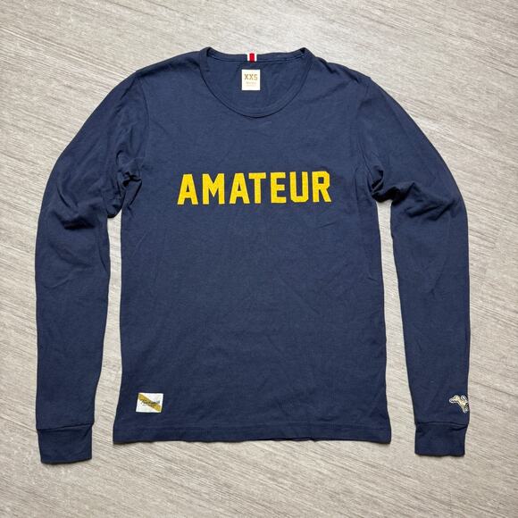 Tracksmith Shirt Adult XXS AMATEUR Running Long Sleeve Tee USA Blue Crew Neck - Picture 1 of 8